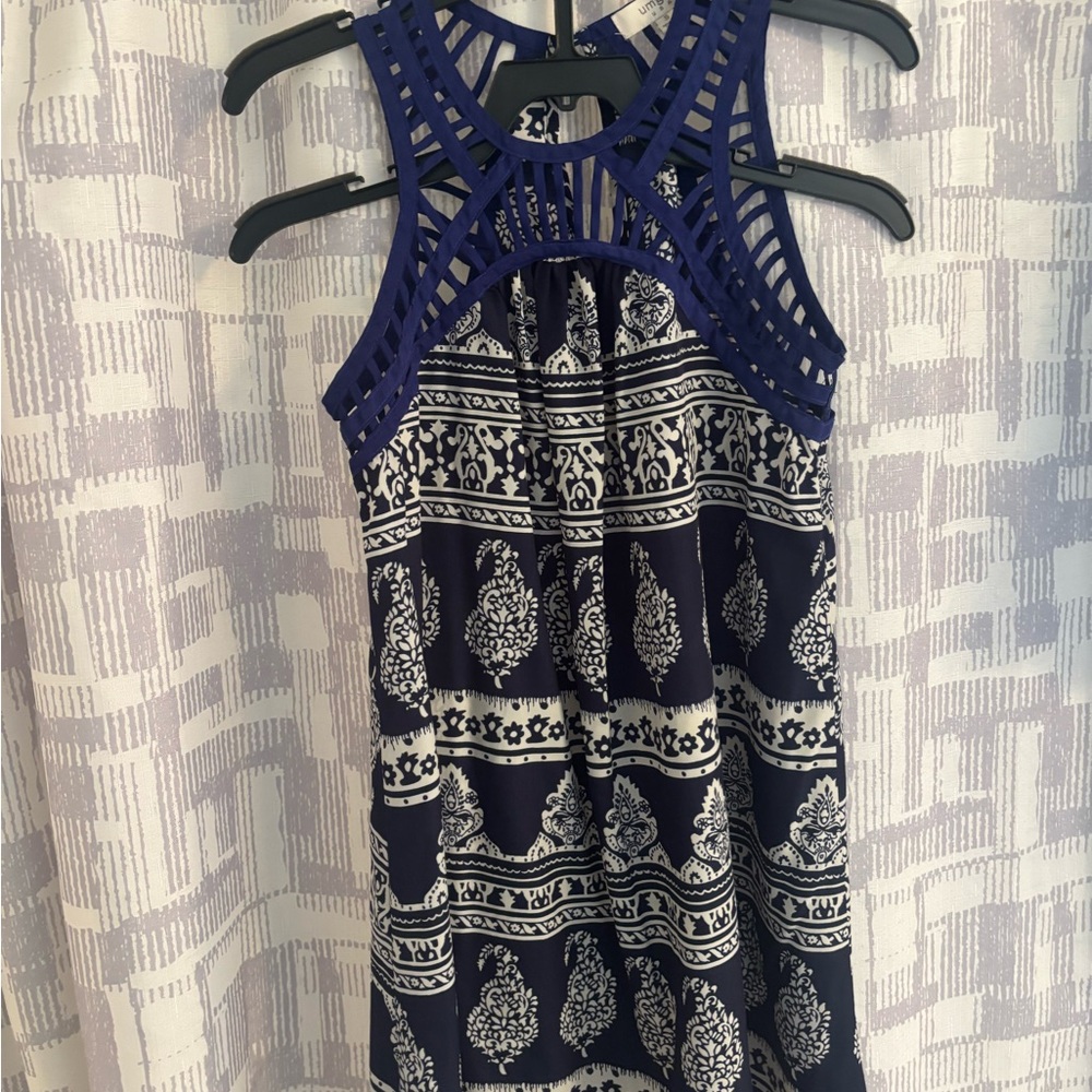 Umgee Royal Blue and White Patterned Dress